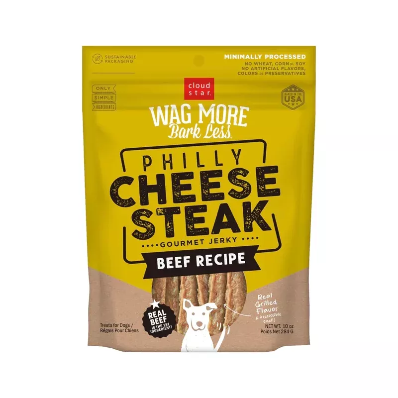 Cloud Star Wag More Bark Less Jerky: Philly Cheesesteak Beef – 10 oz