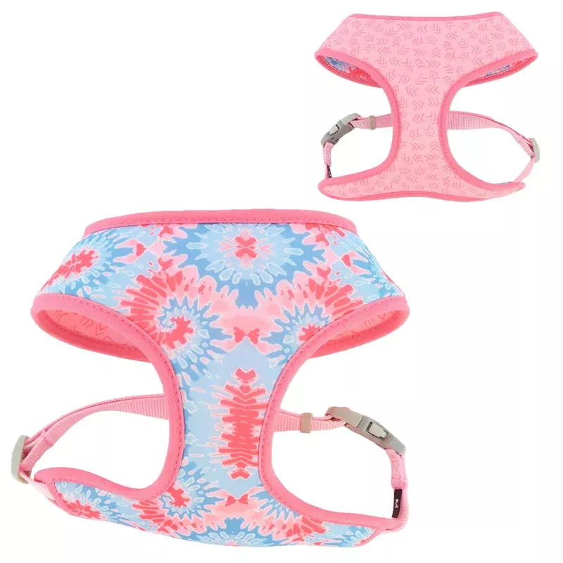 Coastal Sublime Adjustable Dog Harness – Pink Tie Dye with Pink Arrows