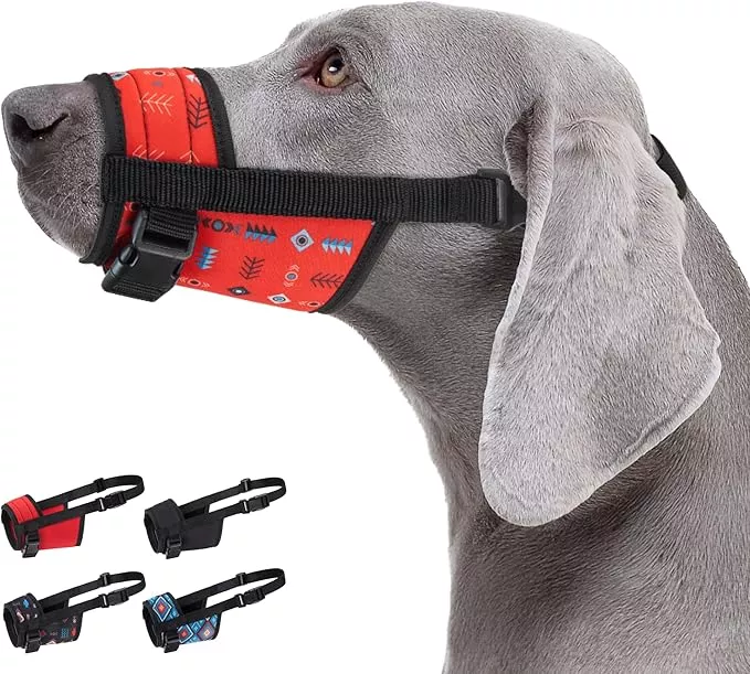 CollarDirect Dog Muzzle – Updated Design Adjustable Soft Breathable Tribal Nylon Dog Mouth Guard Cover for Small, Medium and Large Dogs, Anti Chewing, Barking & Biting (L/XL, Pattern 1)