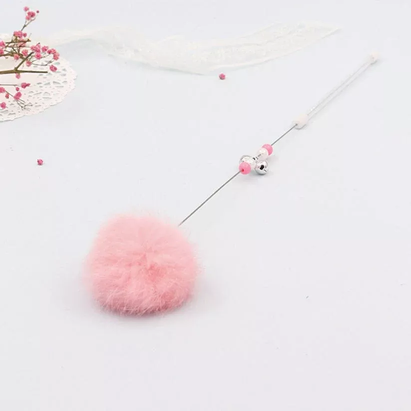 Colorful Pom-Pom Cat Teaser Wand, Pink