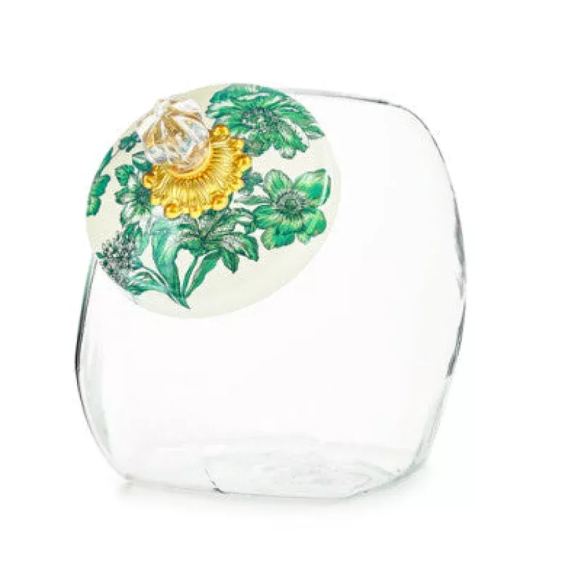 Cookie Jar with Emerald English Garden Lid