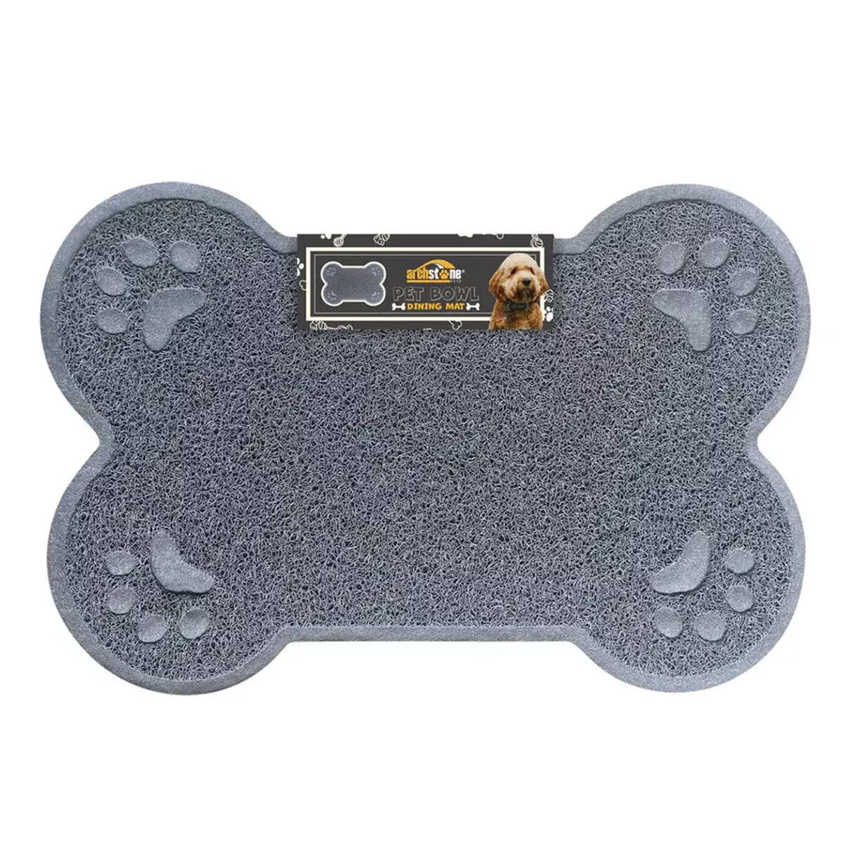 Dining mat for pets – Gray, Bone Shape