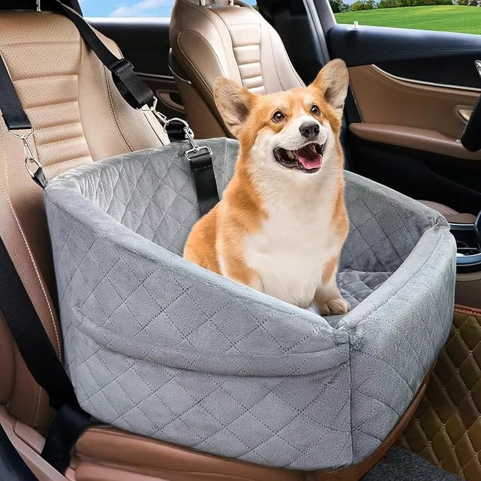 Dog Car Seat Bed for Dacia Duster Duster 4x4 Duster Eco-G, Comfortable Pet Travel Seat for Small to Medium Dogs, Detachable Washable Booster Seat, Front or Back Seat Use,B Black+Grey