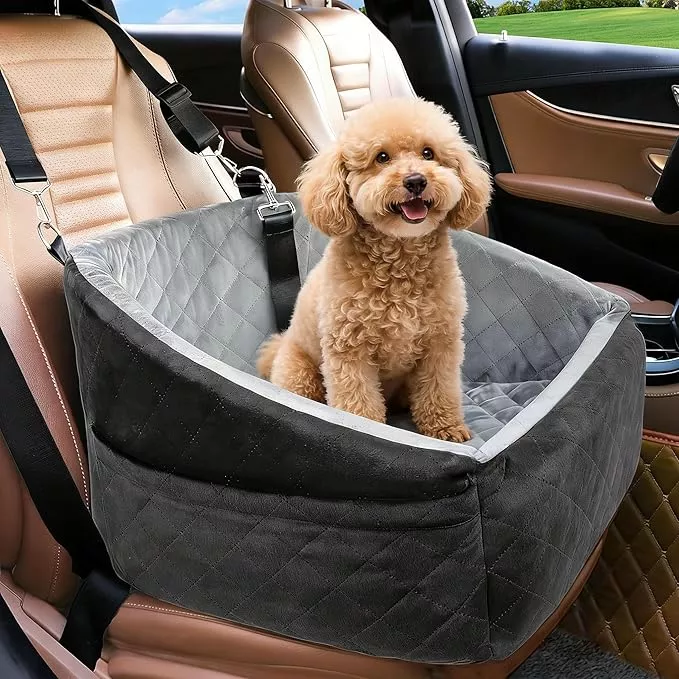 Dog Car Seat Bed for Fisker Ocean Extreme Ultra Sport One, Comfortable Pet Travel Seat for Small to Medium Dogs, Detachable Washable Booster Seat, Front or Back Seat Use,A Black