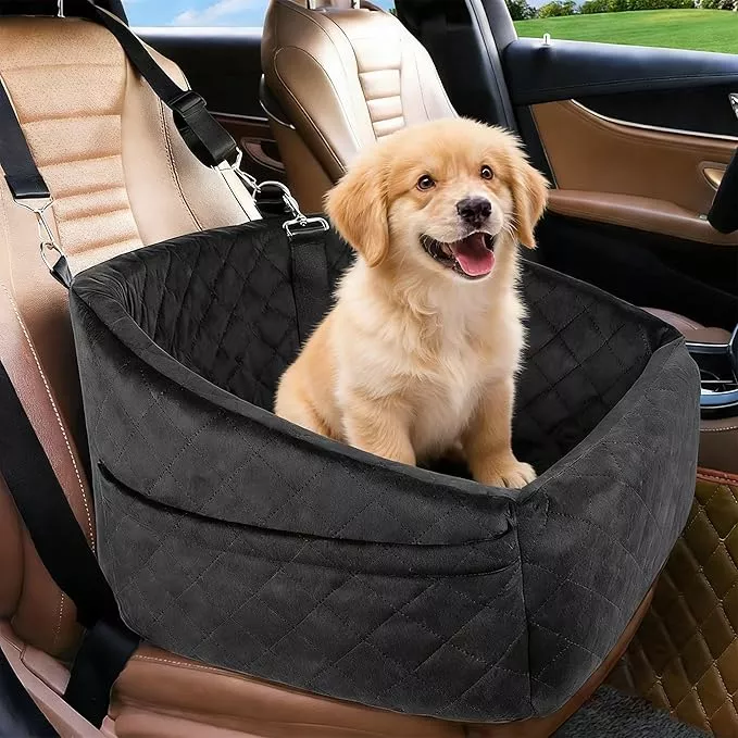 Dog Car Seat Bed for Porsche Cayenne Macan 718 (Cayman/Boxster), Comfortable Pet Travel Seat for Small to Medium Dogs, Detachable Washable Booster Seat, Front or Back Seat Use