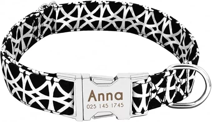 Dog Collar Personalized Nylon Small Dogs Puppy Collars Engrave Name ID for Small Medium Large Pet Pitbull German Shepherd 6 S