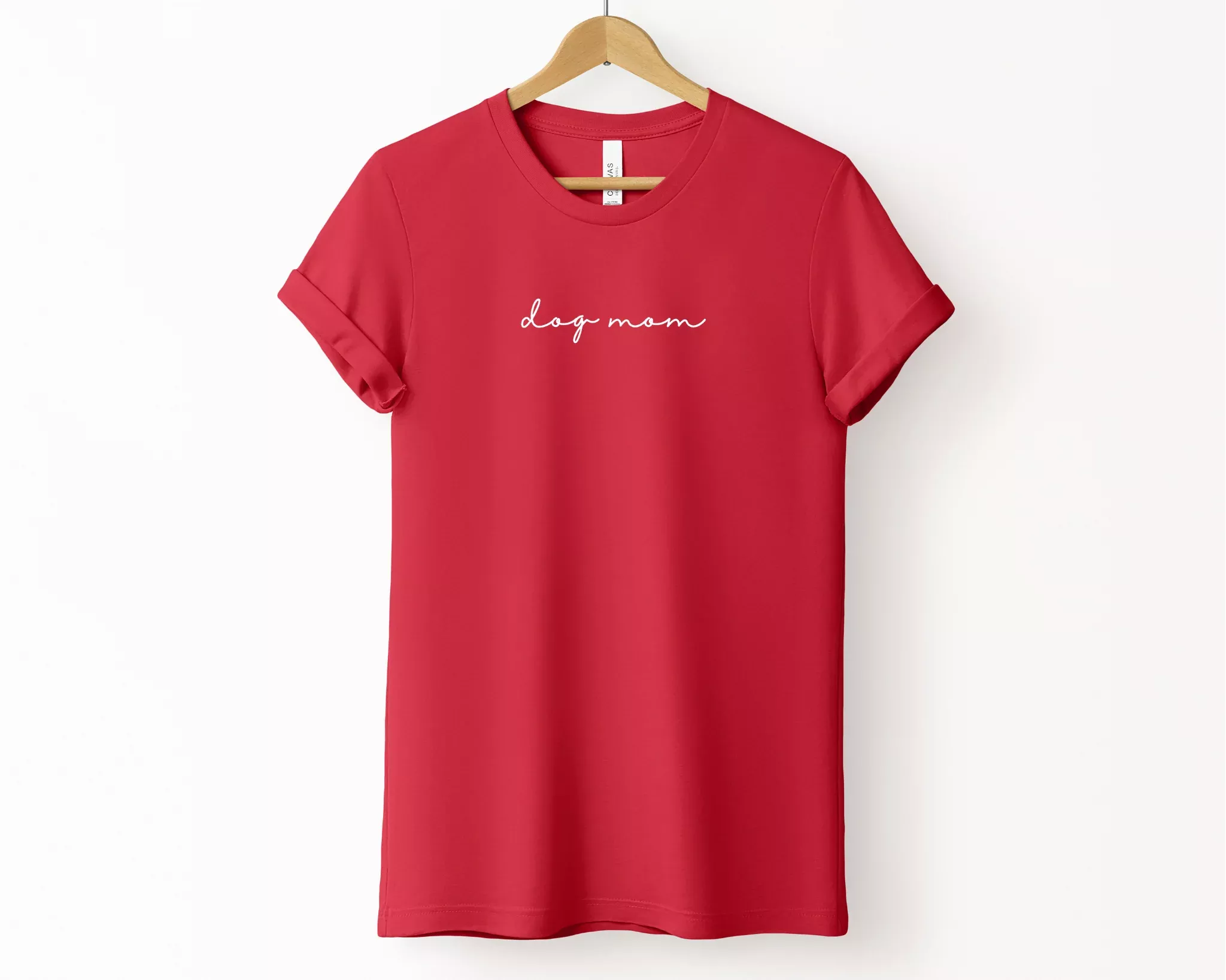 Dog Mom Crewneck Tee, Red