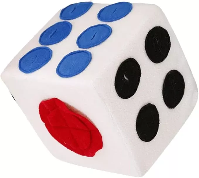 Dog Plush Training Dice for Pets Sniffing Enrichment with Invisible Zipper Durable and Easy to Clean for Dog Behavioral Training and Interactive Play
