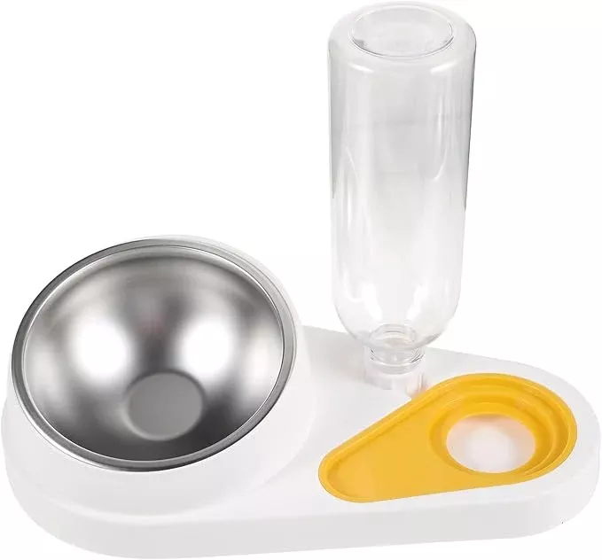 DOITOOL Automatic Dog Food Feeder and Water Bowl 2-in-1 Detachable Pet Feeding Tool White for Cats and Puppies Household Pet Feeding Supplies