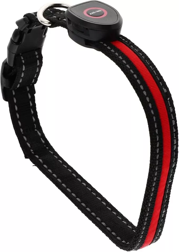 DOITOOL Flashing USB Rechargeable LED Pet Collar Luminous Dog Collar 3 Light Modes Crimson Size M 50cm for Small to Medium Golden Retriever Bichon Dogs