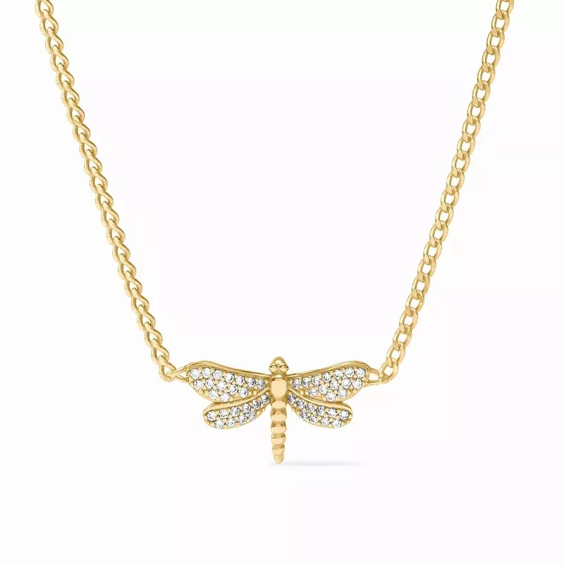 Dragonfly Pave Delicate Necklace Cubic Zirconia