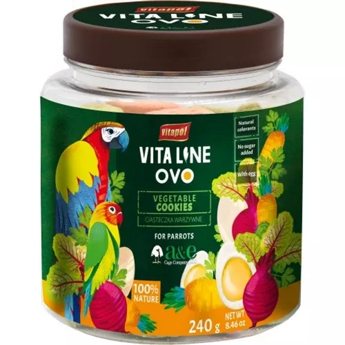 A&E Cage Company, Cages Vitapol Vita Line Vegetable Cookies For Parrots, 1 Count / 240 Grams