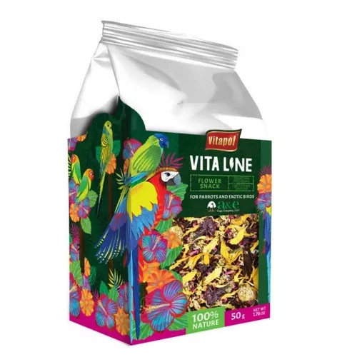 A&E Cage Company, Vitapol Vita Line Flower Snack For Parrots And Exotic Birds, 1 Count / 50 Grams