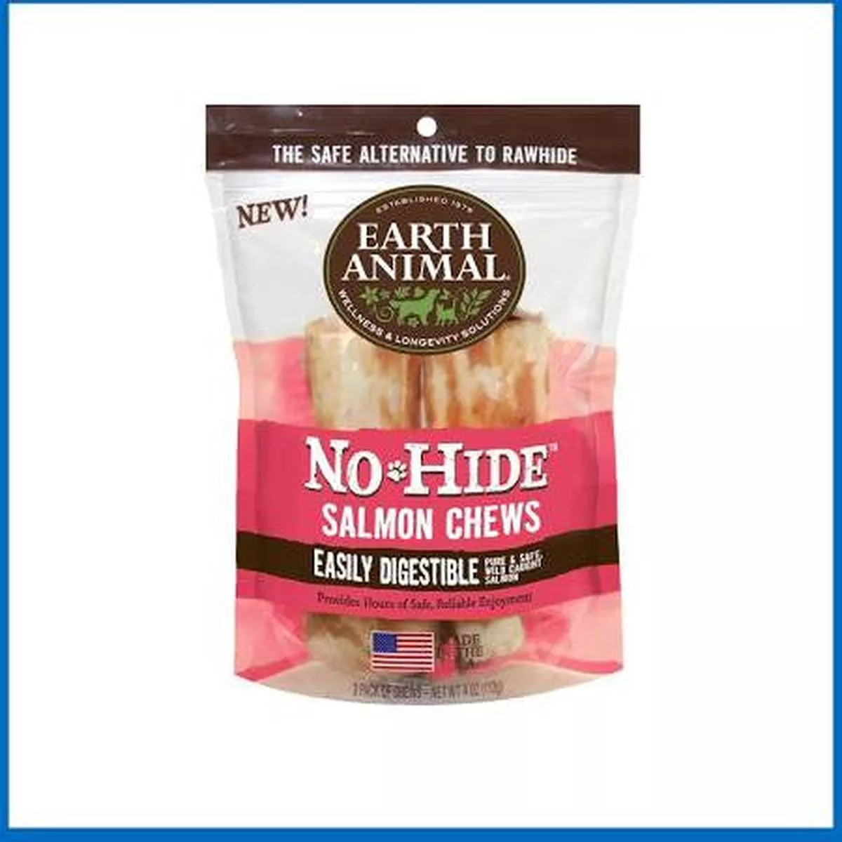 Earth Animal Dog No Hide Salmon 4in 2pk {L-x}