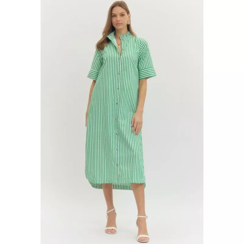 Ella StripeSleeve Midi Dress