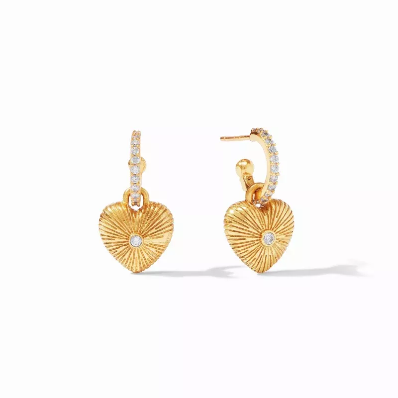 Esme Heart Hoop & Charm Earring Cubic Zirconia