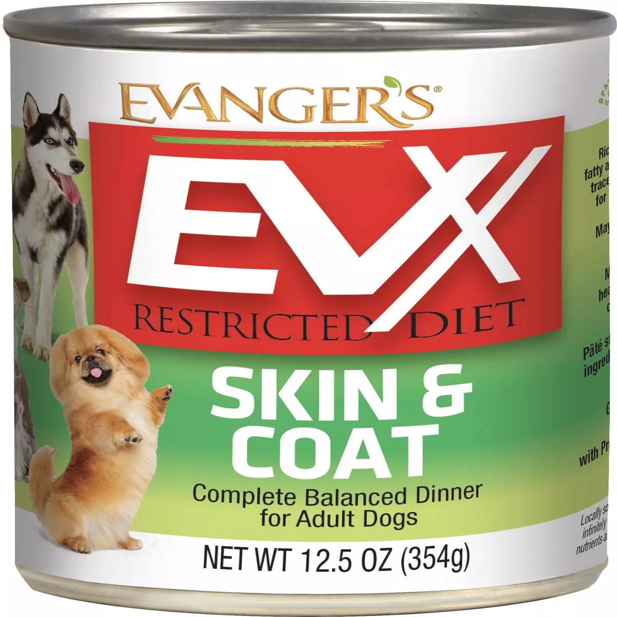 Evanger’s EVx Restricted Diet Skin & Coat Wet Dog Food 12ea/12.5 oz