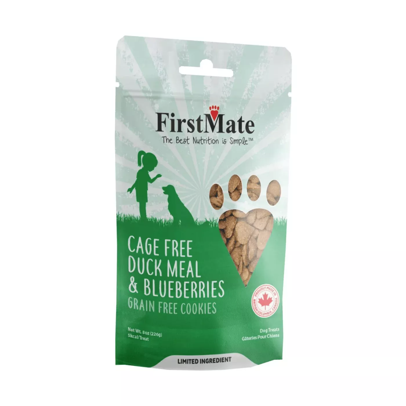 FirstMate Limited Ingredient Grain-Free Cookies Treats for Dogs – Duck & Blueberries