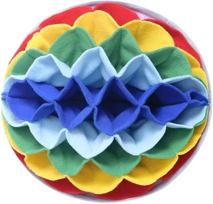 Floral Snuffle Mat for Dogs and Small Pets, Interactive Pet Enrichment Mat for Nose Work and Slow Feeding, Washable Anti-Anxiety Toy (Rainbow Paradise)
