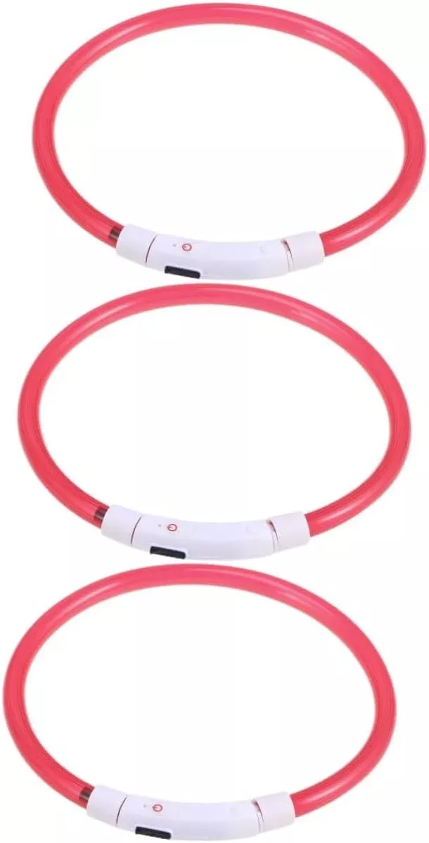 FRCOLOR 3pcs Led Glowing Dog Collar USB Rechargeable Pet Collar for Night Safety -Saving Flexible Shapes
