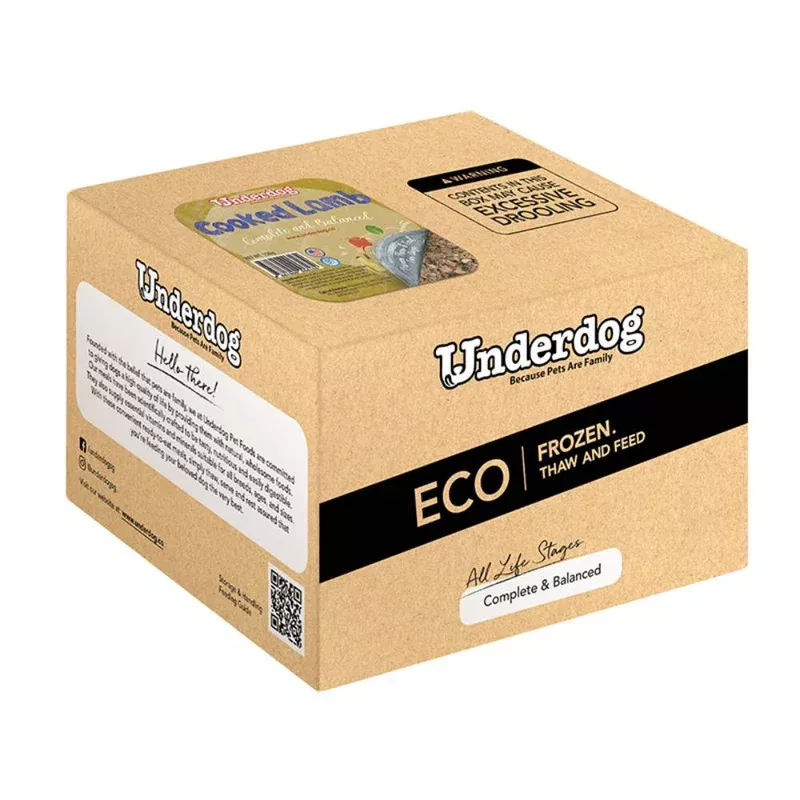 *FROZEN* Underdog Dog Cooked Lamb Complete and Balanced 3kg (150g x 20)