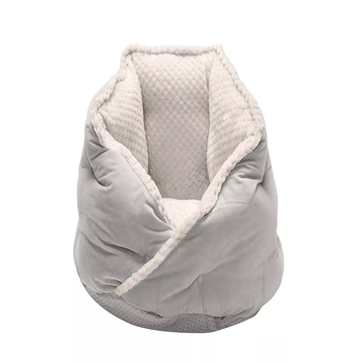 Fur Haven Pet Products Minky Faux Fur & Velvet Tufted Hug Bed Silver Gray Small