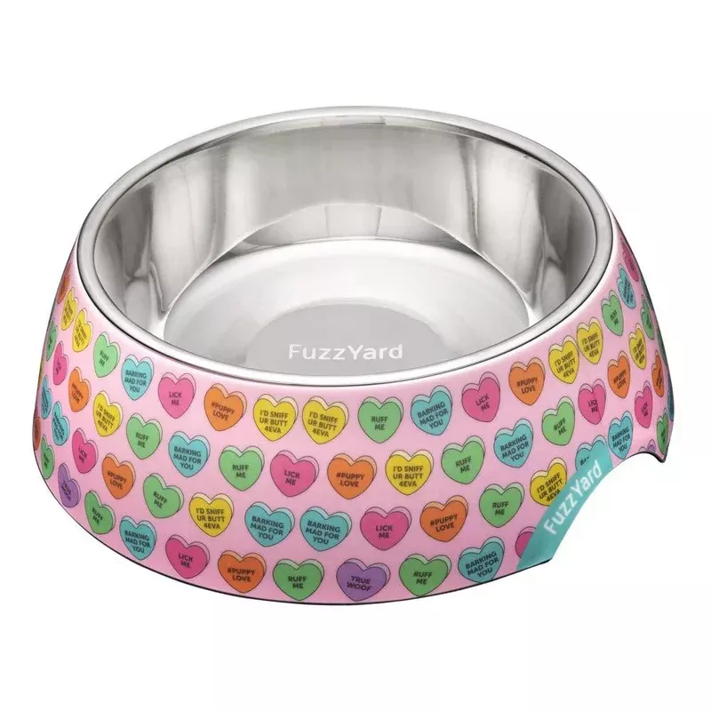 Fuzzyard Dog Bowl Melamine Candy Hearts M