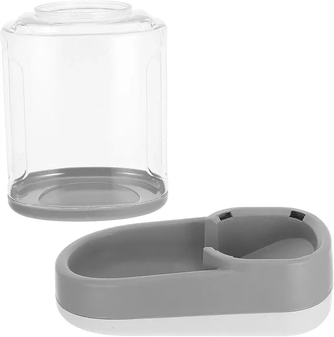 GALPADA Automatic Pet Feeder and Self-Dispensing Water Container, Airtight Food Storage with Travel Feeding Bowl for Small to Large Dogs and Cats, Grey Station for Home and Outdoor Use
