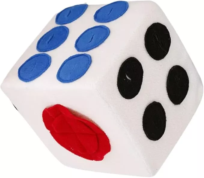 GALPADA Funny Dog Plush Dice for Training and Sniffing White Plush with Invisible Zipper Durable Elastic Material Easy to pet for Puppies and Dogs