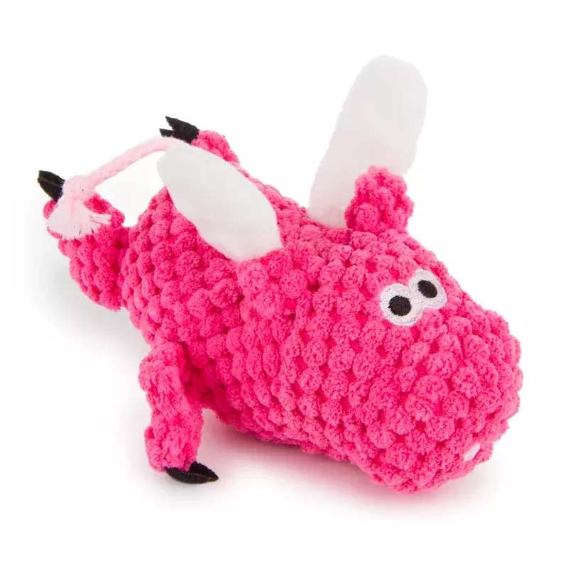 goDog Checkers Just For Me Flying Pig Squeaky Plush Dog Toy Mini