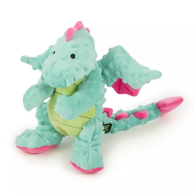 goDog Dragon w/Chew Guard Plush Dog Toy Blue Large