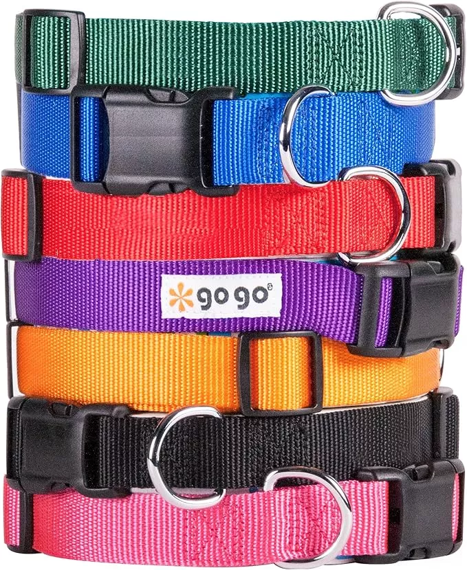 GOGO Pet Products Comfy Nylon 5/8-Inch Adjustable Pet Collar, Small, Orange