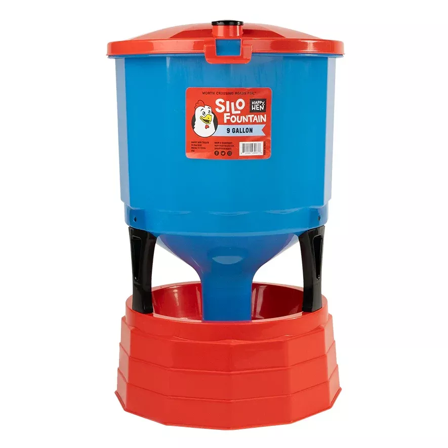 Happy Hen Silo Fountain Chicken Waterer – 9 Gallons