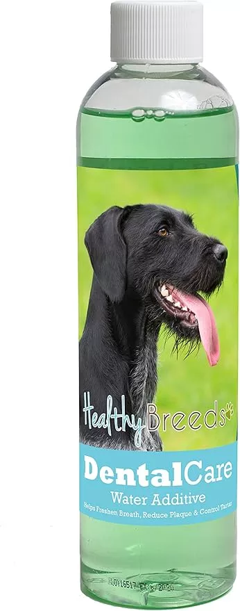 Healthy Breeds Dog Dental Care Water Additive for German Wirehaired Pointer – Helps Freshen Breath, Reduce Plaque & Control Tartar – Mint Flavor – 8 oz