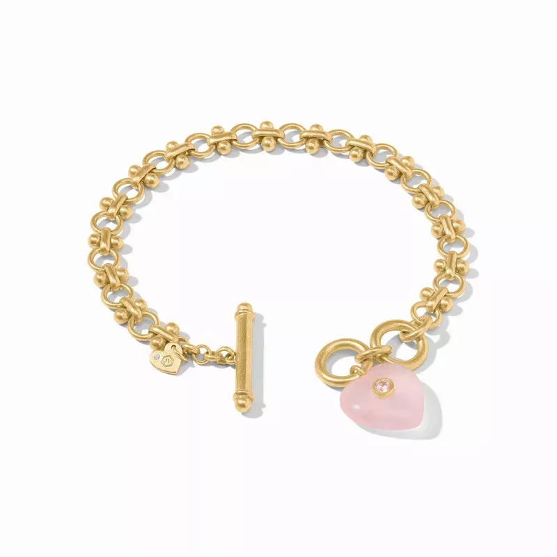 Heart Link Bracelet Pink Quartz