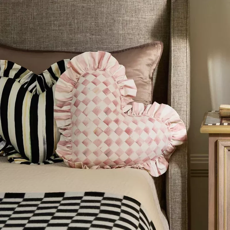 Heart Throw Pillow with Ruffle