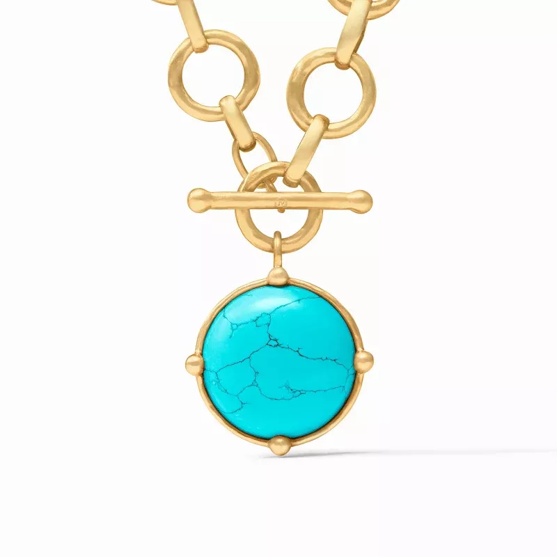 Honeybee Statement Necklace Long Turquoise Blue