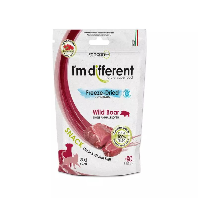 I’m Different Snacks, Wild Boar, 80pcs (Freeze Dried)