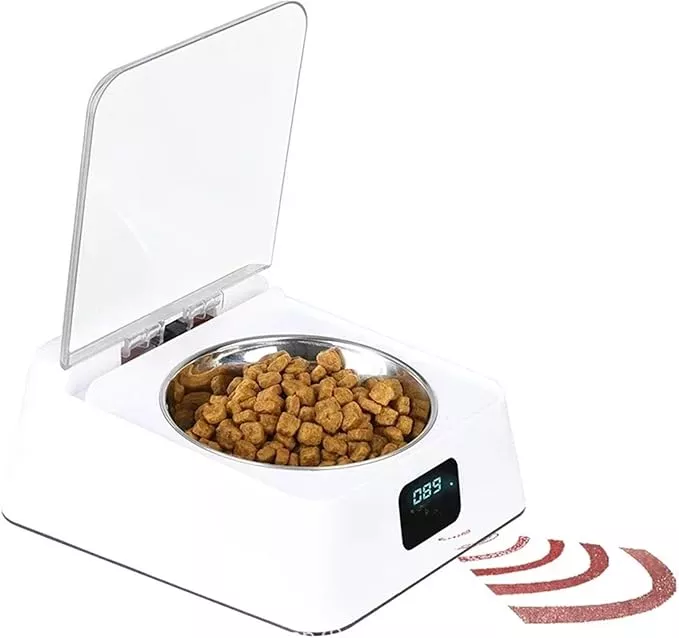 Intelligent Automatic Pet Feeder, Infrared Sensor Auto-Open Cover Moisture-Proof Food Dispenser for Dogs Cats