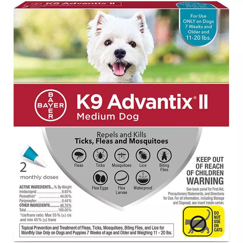 K9 Advantix Ii Dog Medium 11-20lb Teal 2 Pack