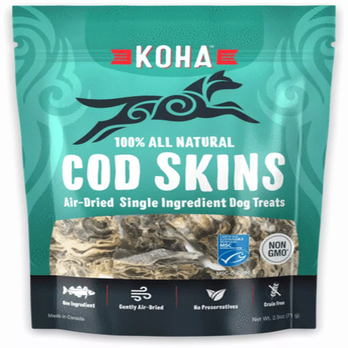 Koha Air Dried Single Cod Skins 2.5 oz.