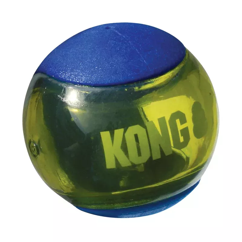 KONG Squeezz Action Ball Dog Chew Toy Blue Medium