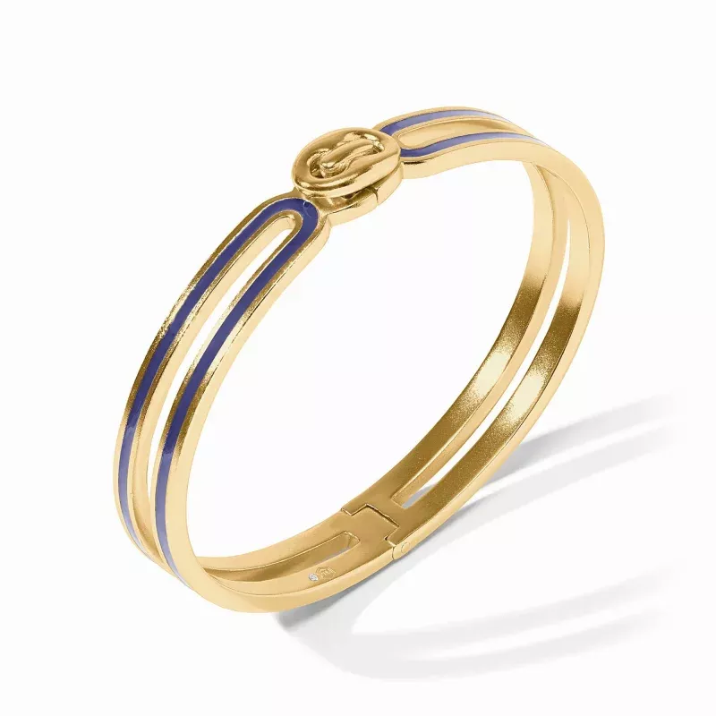 Laguna Enamel Hinge Bangle|Gold Aqua&Gold Ivory&Gold Melon&Gold Obsidian Black&Gold Navy