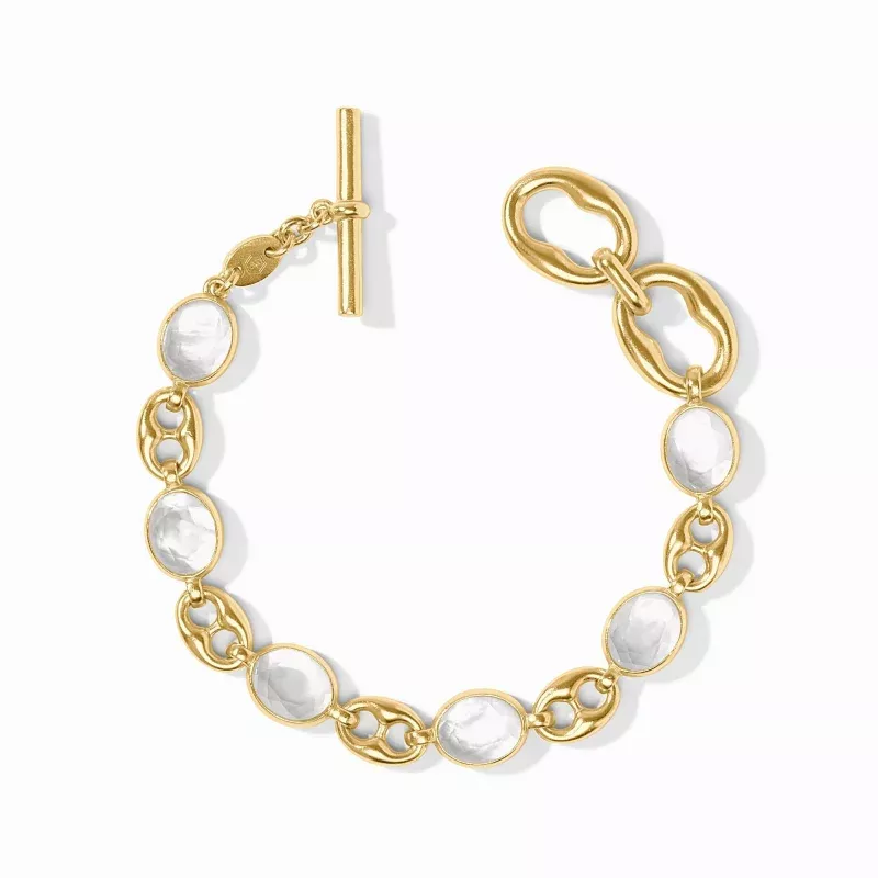 Laguna Stone Bracelet|Iridescent Aquamarine Blue&Iridescent Melon&Iridescent Clear Crystal