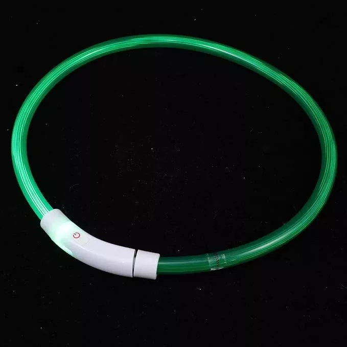 LED Dog Collar USB Rechargeable Glowing Pet Necklace 70cm Adjustable Night Luminous Dog Collar for Safety and Outdoor Use