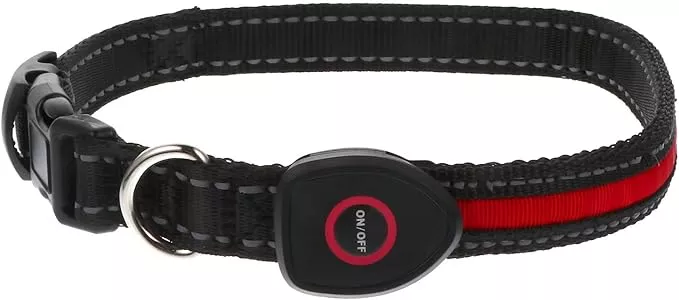 LED Dog Collar USB Rechargeable Night Glowing Pet Collar with 3 Flashing Modes Crimson Size M 50cm for Small to Medium Golden Retriever Bichon Puppies