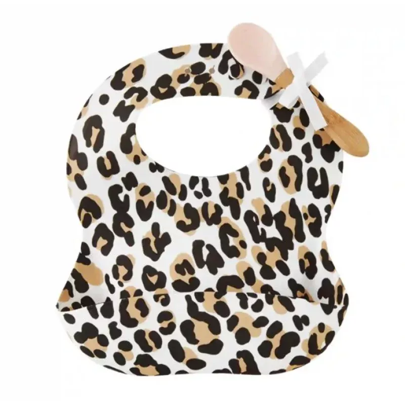 Leopard Silicone Bib and Spoon
