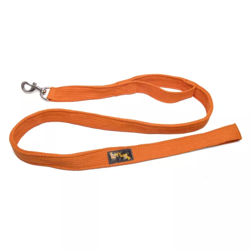 Let’s Wag Double Handle Fabric Leash for Dogs (Orange)