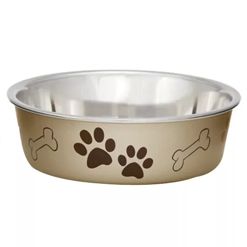 Loving Pets, Loving Pets Metallic Dog Bowl, Champagne, 1 Each/Medium