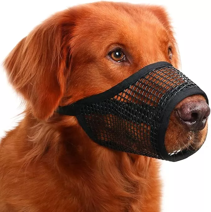 Mayerzon Dog Muzzle, Soft Mesh Muzzles for Small Medium Large Dogs Chihuahua Poodle Husky Labrador Retriever, Breathable Dog Mouth Guard for Biting Chewing Grooming, Allow Panting Drinking(XL, Black)